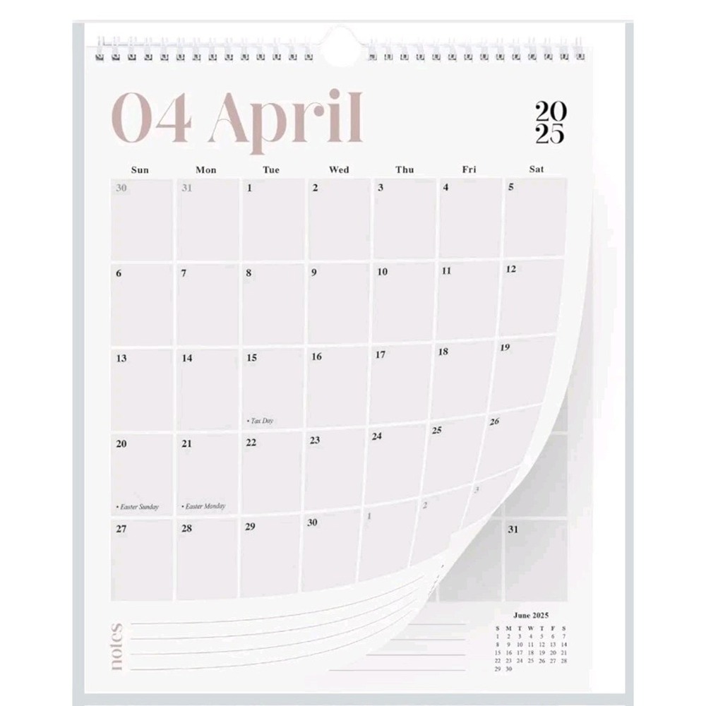 Makaplan Beige & Gray vertical Coil Wall Calendar 2025-18 Month Calendar January